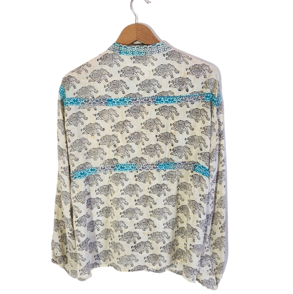 Tolani Raw Silk Elephant Blouse- Sz XL - Picture 6 of 11